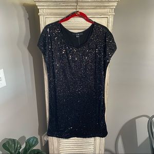 Shirt Length Dress Black Sequins